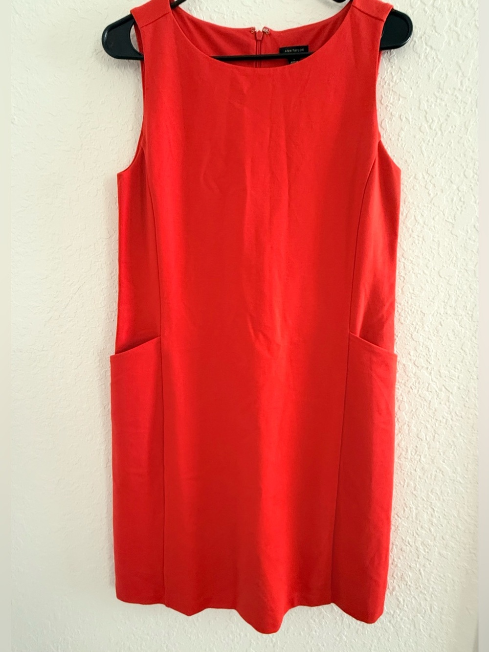 Ann Taylor Red Sleeveless Shift Dress with Side Pockets